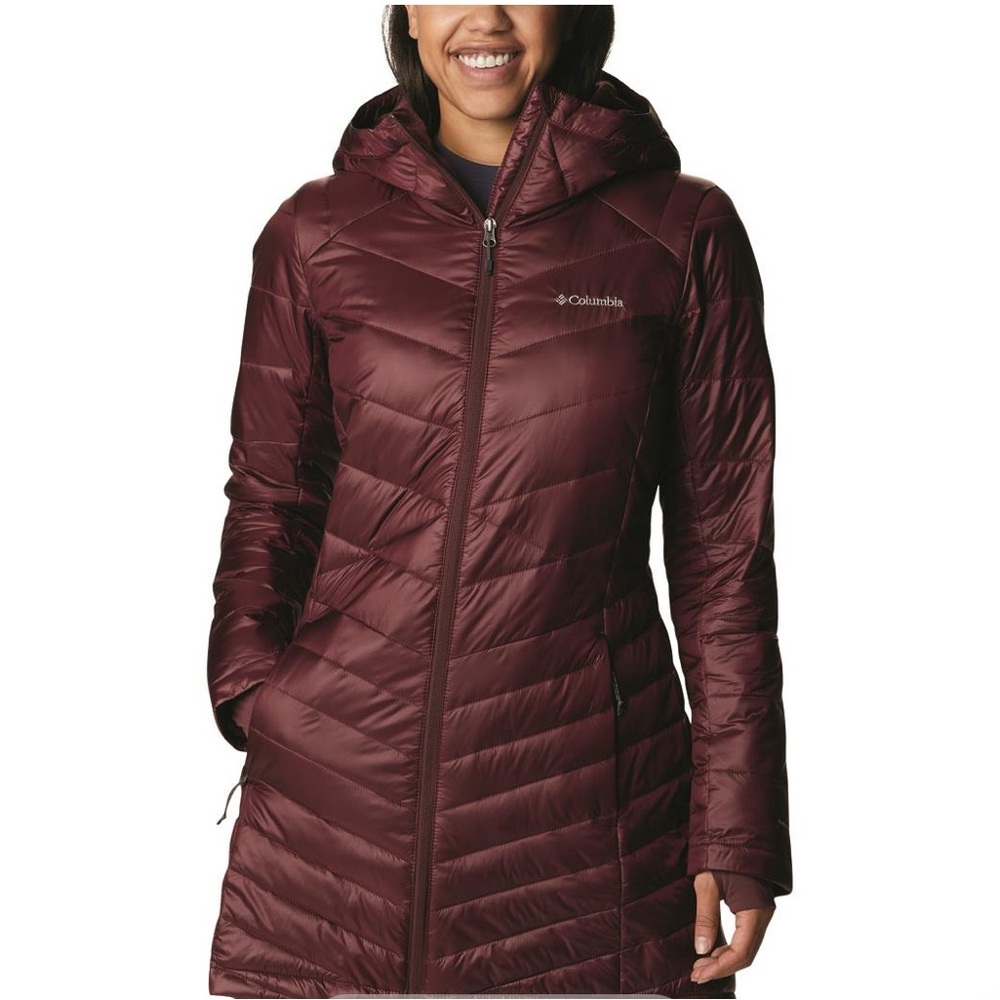 Columbia Women's White Out Mid Omni Heat Long Hooded Light Jacket Coat Puffer